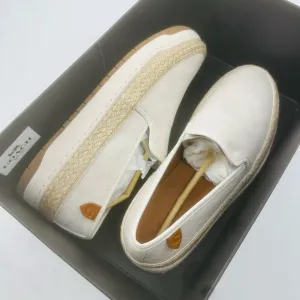 Coach White Tan Espadrille Slip-Ons