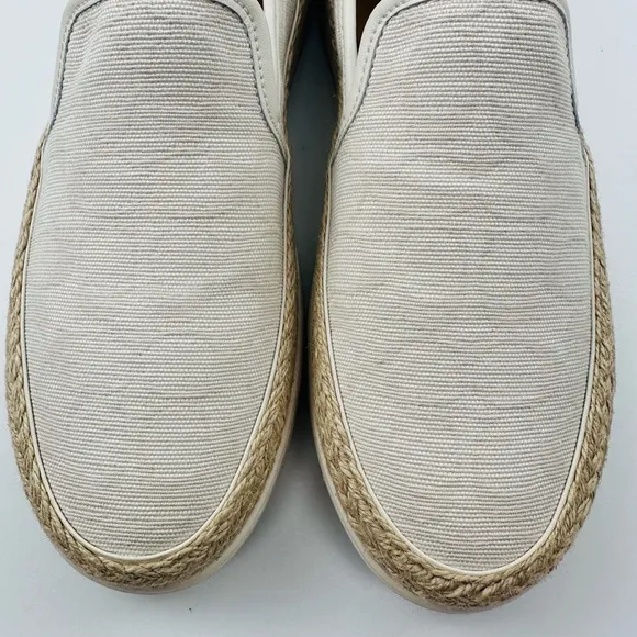Coach White Tan Espadrille Slip-Ons