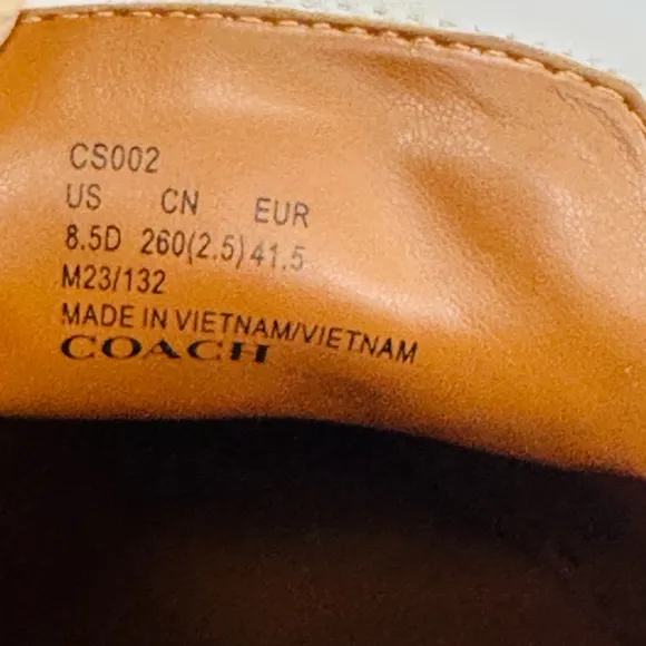 Coach White Tan Espadrille Slip-Ons