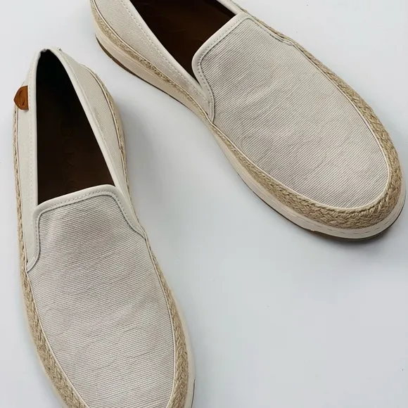 Coach White Tan Espadrille Slip-Ons