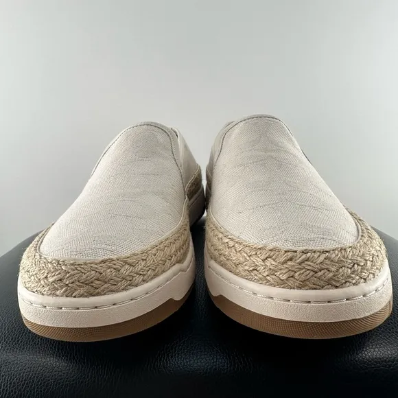 Coach White Tan Espadrille Slip-Ons