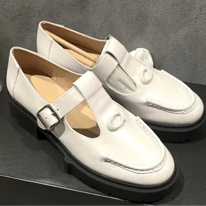 Coach Women’s Mary Jane Liv Leather Loafer White Size 6.5 US