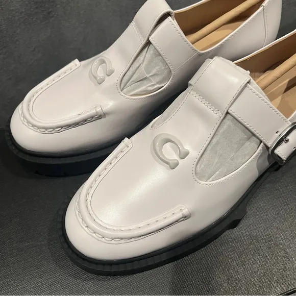 Coach Women’s Mary Jane Liv Leather Loafer White Size 6.5 US