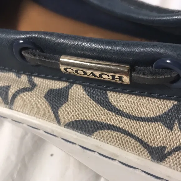 Coach Womens Navy “Richelle” CC Signature Print Slip On Canvas Loafers Sneakers