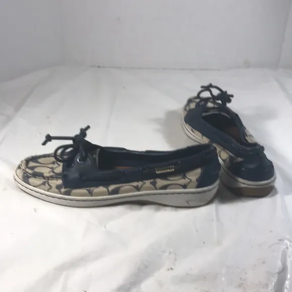 Coach Womens Navy “Richelle” CC Signature Print Slip On Canvas Loafers Sneakers