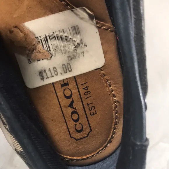 Coach Womens Navy “Richelle” CC Signature Print Slip On Canvas Loafers Sneakers