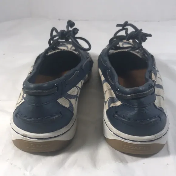Coach Womens Navy “Richelle” CC Signature Print Slip On Canvas Loafers Sneakers