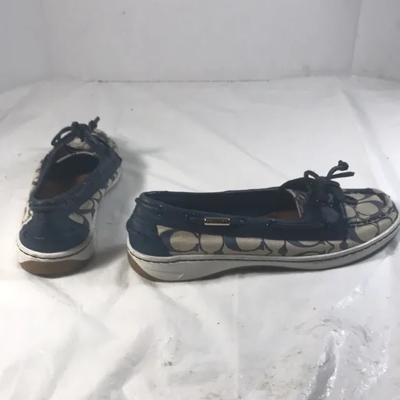 Coach Womens Navy “Richelle” CC Signature Print Slip On Canvas Loafers Sneakers