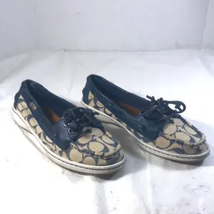 Coach Womens Navy “Richelle” CC Signature Print Slip On Canvas Loafers Sneakers