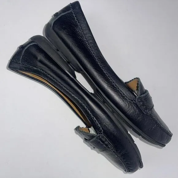 Coach Womens Odette A01375 Black Moc Toe Slip On Loafer Flats Size 10B