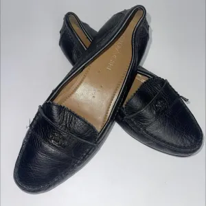Coach Womens Odette A01375 Black Moc Toe Slip On Loafer Flats Size 10B