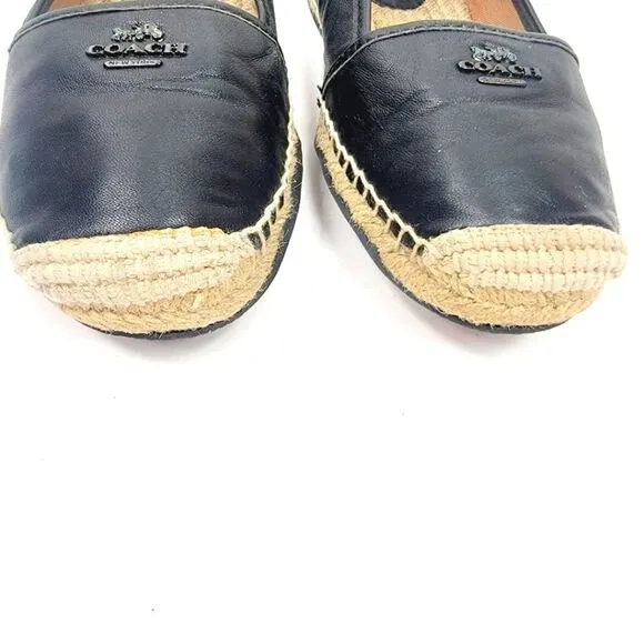 Coach Rhodelle Lambskin Black Loafers Espadrilles Size 6