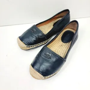 Coach Rhodelle Lambskin Black Loafers Espadrilles Size 6