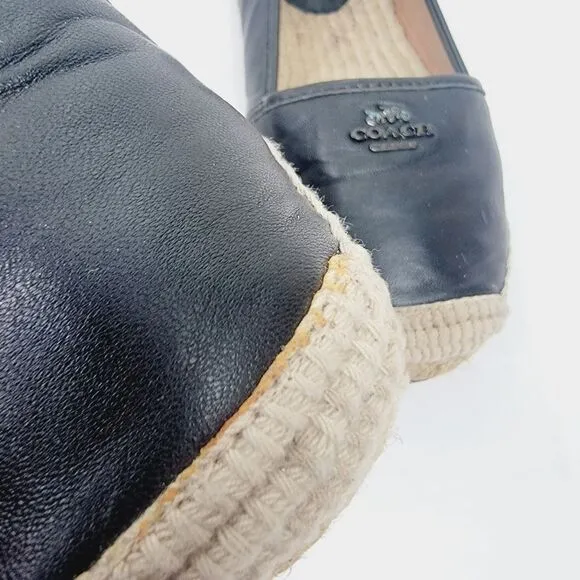 Coach Rhodelle Lambskin Black Loafers Espadrilles Size 6