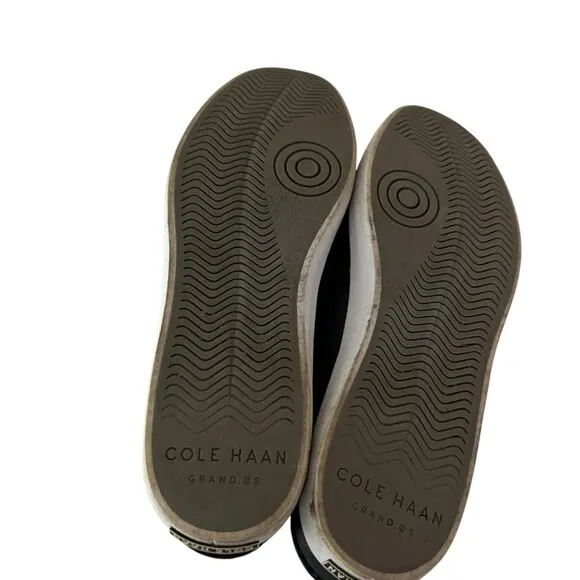 Cole Haan Black Leather Slip on Nautical Sailing Loafers Size 8.5