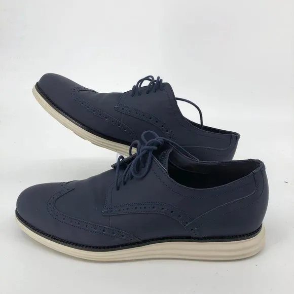 Cole Haan Blue Leather Loafers | Lace Up &amp; Almond Toe