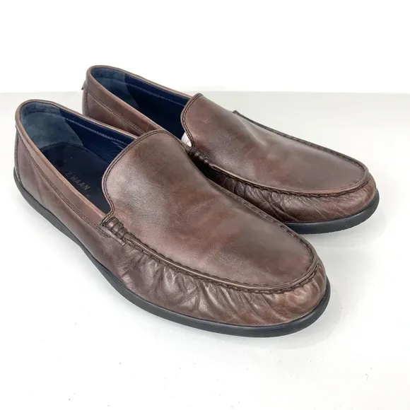Cole Haan Brown Leather Slip On Moc Toe Loafers Size 11.5M