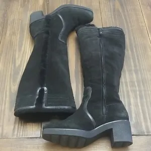 Cole Haan Calum Black Faux Fur Winter Heeled Boots Size 8