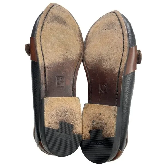 Cole Haan City Men's Black/Brown Leather Kiltie Braid Loafers Size 12D EUC