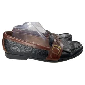 Cole Haan City Men's Black/Brown Leather Kiltie Braid Loafers Size 12D EUC
