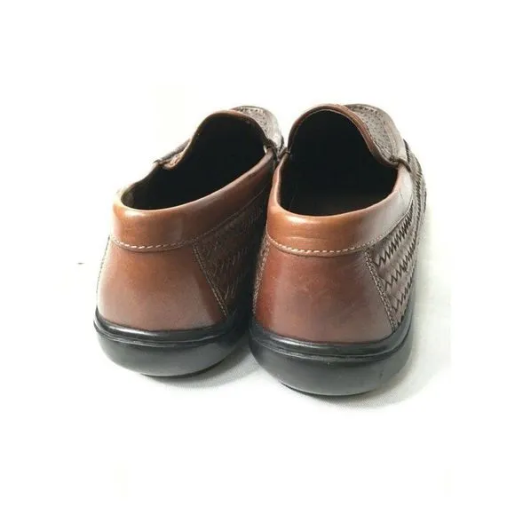 𝅺COLE Haan Leather Basket Weave Loafers Casual Dress Shoes Mens US10 Preowned