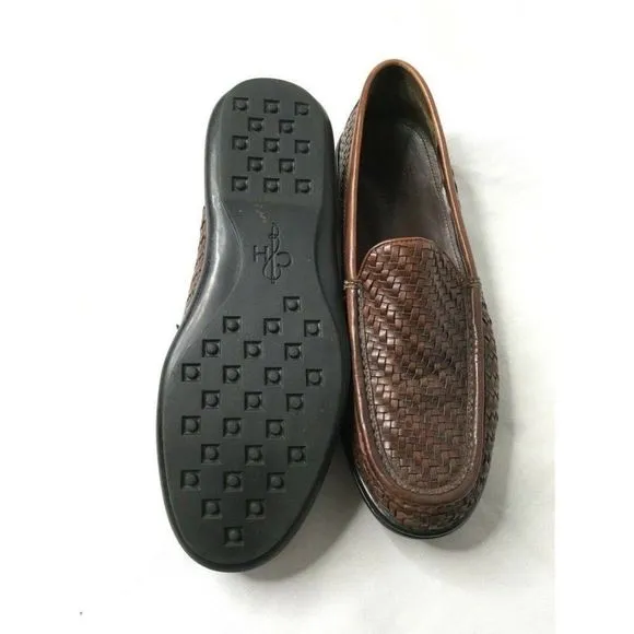 𝅺COLE Haan Leather Basket Weave Loafers Casual Dress Shoes Mens US10 Preowned