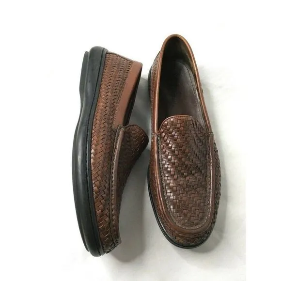 𝅺COLE Haan Leather Basket Weave Loafers Casual Dress Shoes Mens US10 Preowned