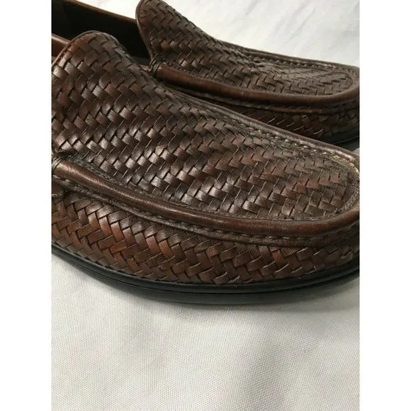 𝅺COLE Haan Leather Basket Weave Loafers Casual Dress Shoes Mens US10 Preowned
