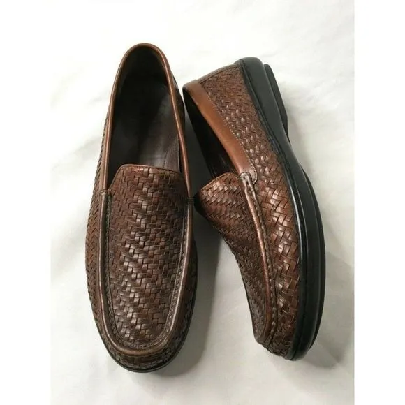 𝅺COLE Haan Leather Basket Weave Loafers Casual Dress Shoes Mens US10 Preowned