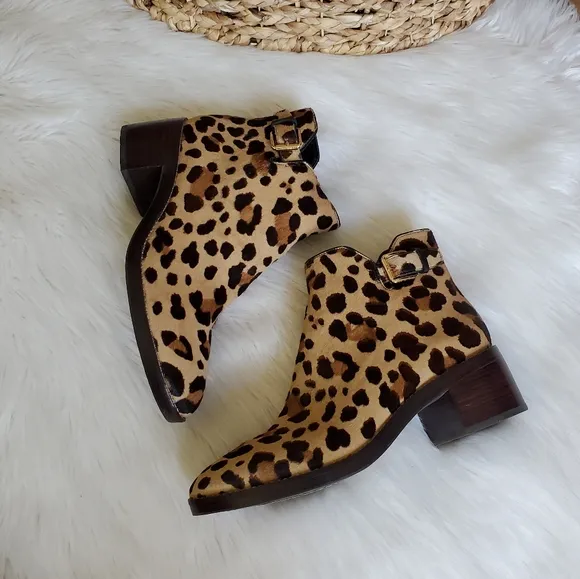 Cole Haan leopard print fur boots