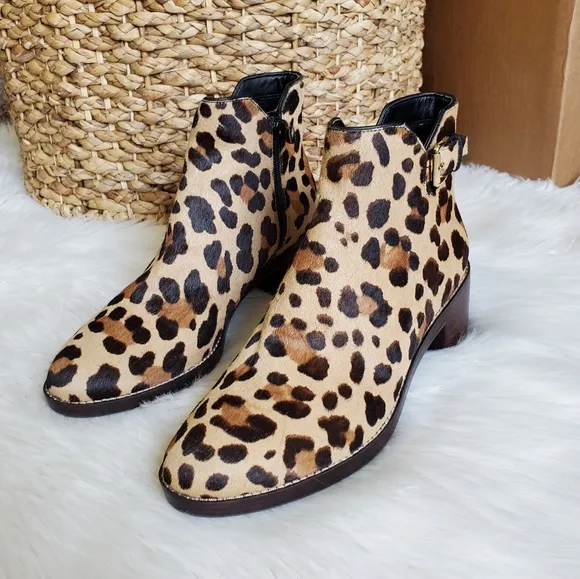 Cole Haan leopard print fur boots