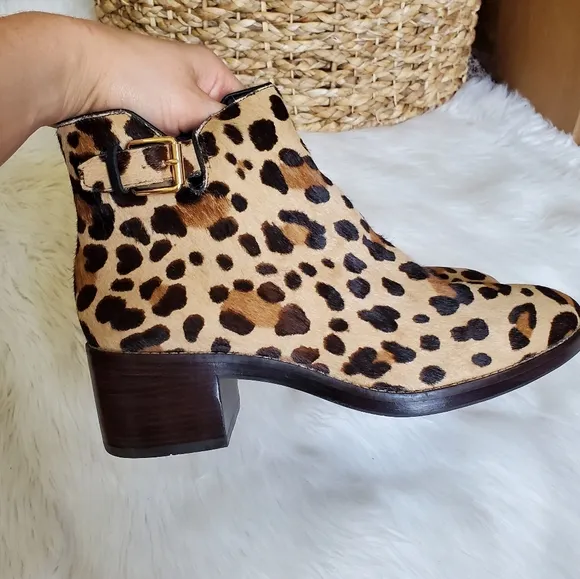 Cole Haan leopard print fur boots