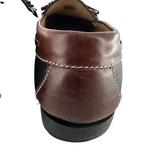 Cole Haan Loafers Mens 9D Black Brown Leather Kiltie Tassel Mexico Vintage