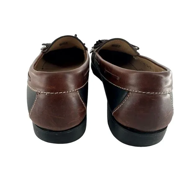 Cole Haan Loafers Mens 9D Black Brown Leather Kiltie Tassel Mexico Vintage