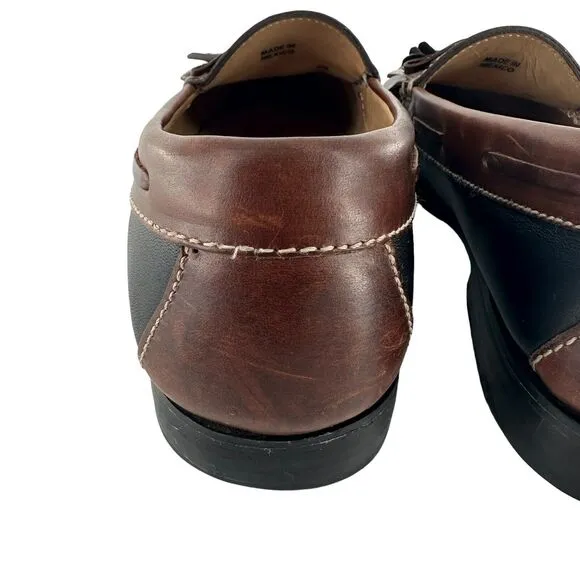 Cole Haan Loafers Mens 9D Black Brown Leather Kiltie Tassel Mexico Vintage
