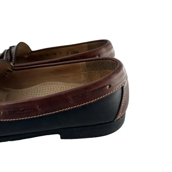 Cole Haan Loafers Mens 9D Black Brown Leather Kiltie Tassel Mexico Vintage