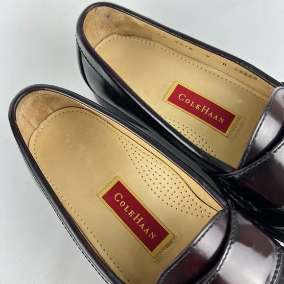 Cole Haan Mens 3516 Kiltie Monk Strap Loafers Burgundy Oxblood size 9D