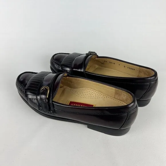 Cole Haan Mens 3516 Kiltie Monk Strap Loafers Burgundy Oxblood size 9D