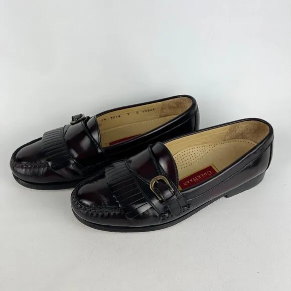Cole Haan Mens 3516 Kiltie Monk Strap Loafers Burgundy Oxblood size 9D