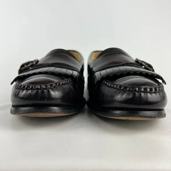 Cole Haan Mens 3516 Kiltie Monk Strap Loafers Burgundy Oxblood size 9D