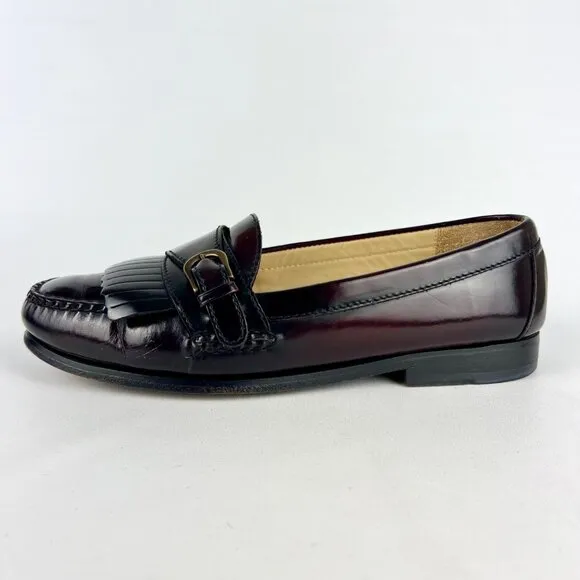 Cole Haan Mens 3516 Kiltie Monk Strap Loafers Burgundy Oxblood size 9D