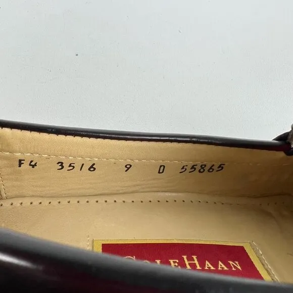 Cole Haan Mens 3516 Kiltie Monk Strap Loafers Burgundy Oxblood size 9D