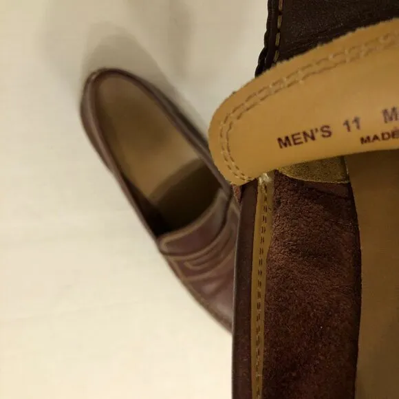 COLE HAAN MEN'S BROWN LEATHER SLIP-ON LOAFERS SIZE: 11M