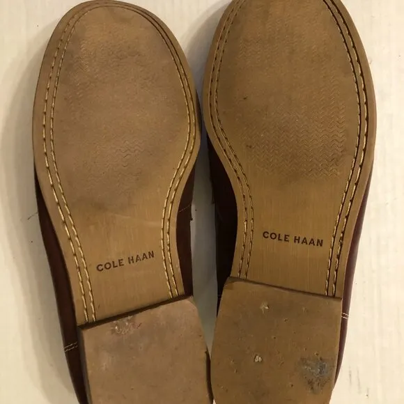 COLE HAAN MEN'S BROWN LEATHER SLIP-ON LOAFERS SIZE: 11M