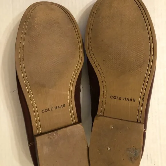 COLE HAAN MEN'S BROWN LEATHER SLIP-ON LOAFERS SIZE: 11M