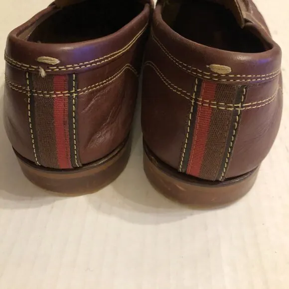COLE HAAN MEN'S BROWN LEATHER SLIP-ON LOAFERS SIZE: 11M
