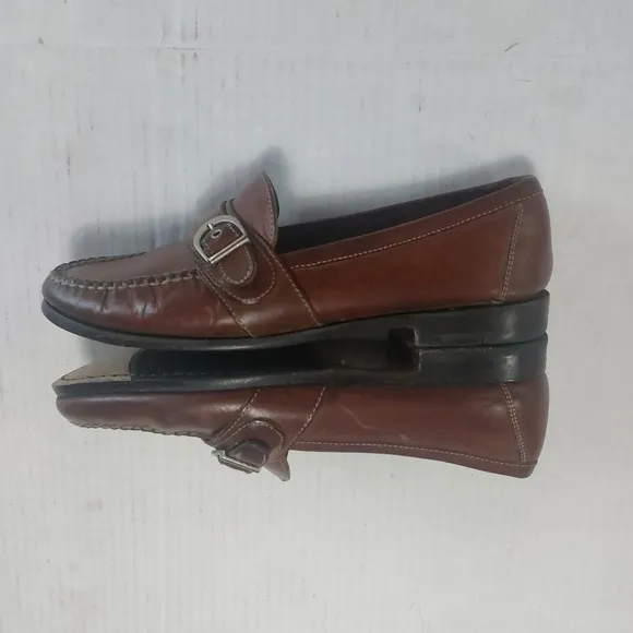 Cole Haan Men's Leather Loafers with Buckle and Strap Accents. Size 8.5M