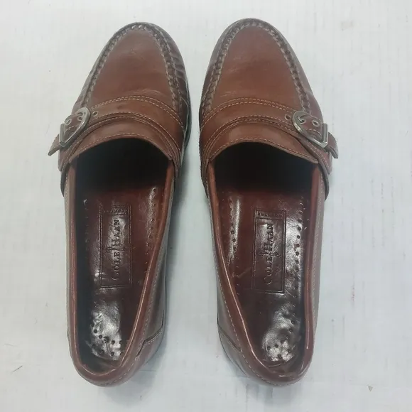 Cole Haan Men's Leather Loafers with Buckle and Strap Accents. Size 8.5M
