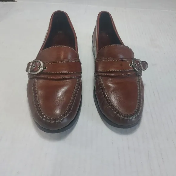 Cole Haan Men's Leather Loafers with Buckle and Strap Accents. Size 8.5M
