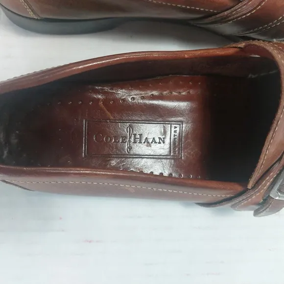 Cole Haan Men's Leather Loafers with Buckle and Strap Accents. Size 8.5M